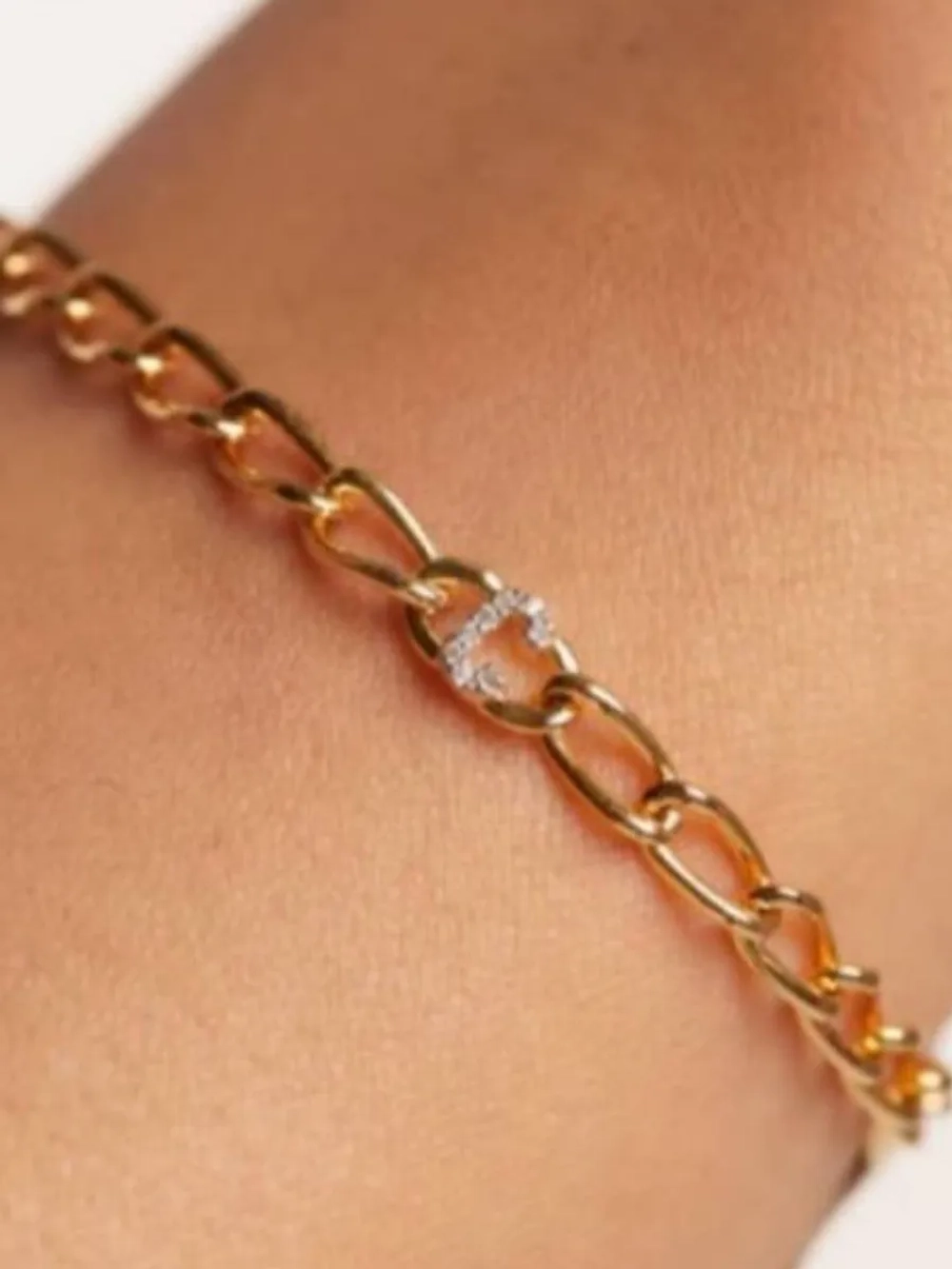 Браслет Буква C серебро 925 пробы покрытое золотом