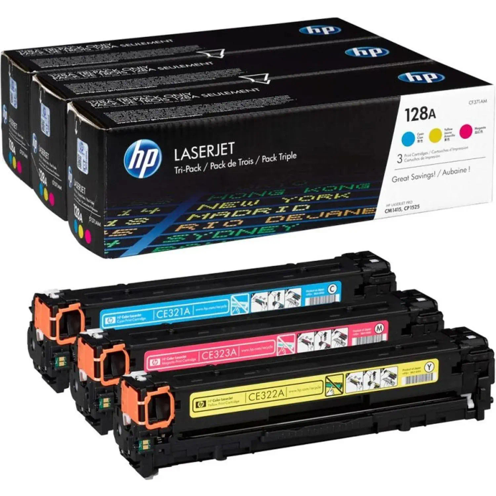 Картридж лазерный HP 128A CF371AM CMY для CLJ CP1525/CM1415 (3шт/уп)