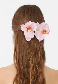 STRADIVARIUS Набор из 2 заколок для волос в виде цветков орхидеи, нежно-розовый
