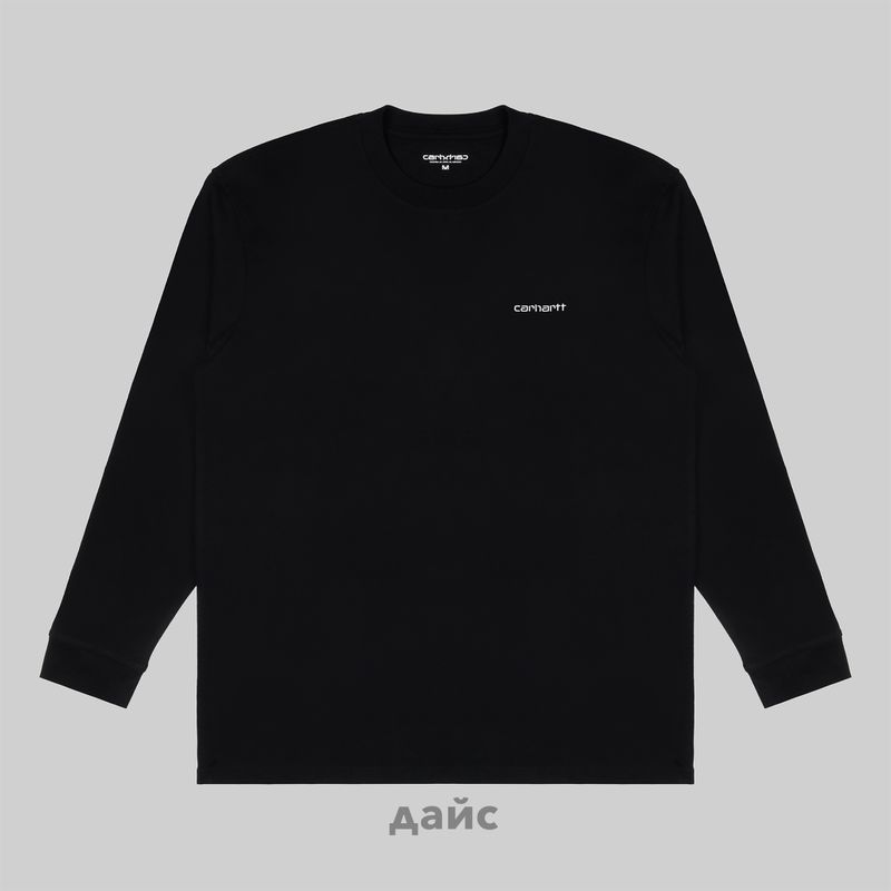 Лонгслив мужской Carhartt WIP Script Embroidery артикул:I032306_black - купить в магазине Дайс