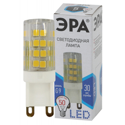 Лампочка светодиодная ЭРА STD LED JCD-5W-CER-840-G9 G9 5Вт керамика капсула нейтральный белый свет