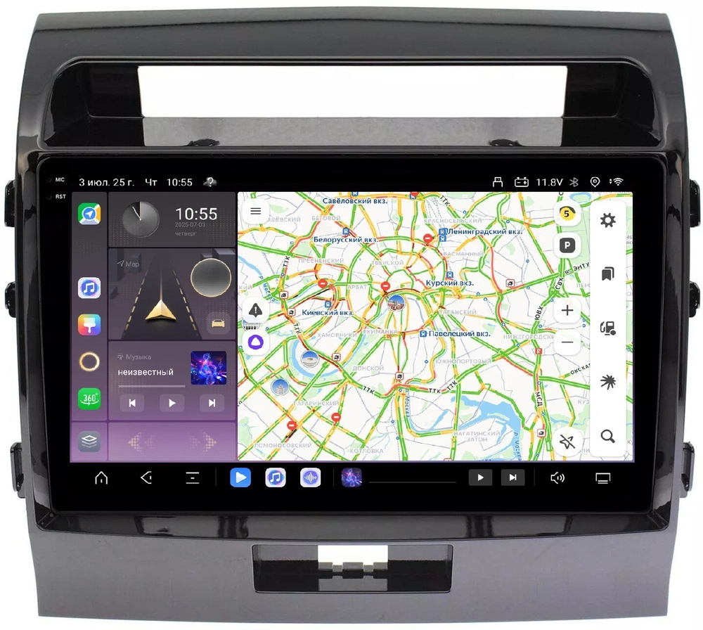 Магнитола для Toyota Land Cruiser 200 2007-2015 (экран климата внизу) - Carmedia OL-1620-1 QLed+2K, Android 13, TS20, CarPlay, 4G SIM-слот