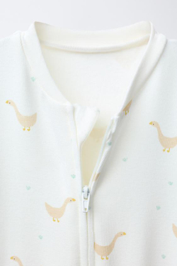 ZARA ТЕПЛЫЙ КОМБИНЕЗОН С УЗОРОМ «ГУСИ» И РЕГУЛИРУЕМЫМИ ШТАНИНАМИ, ЭКРЮ