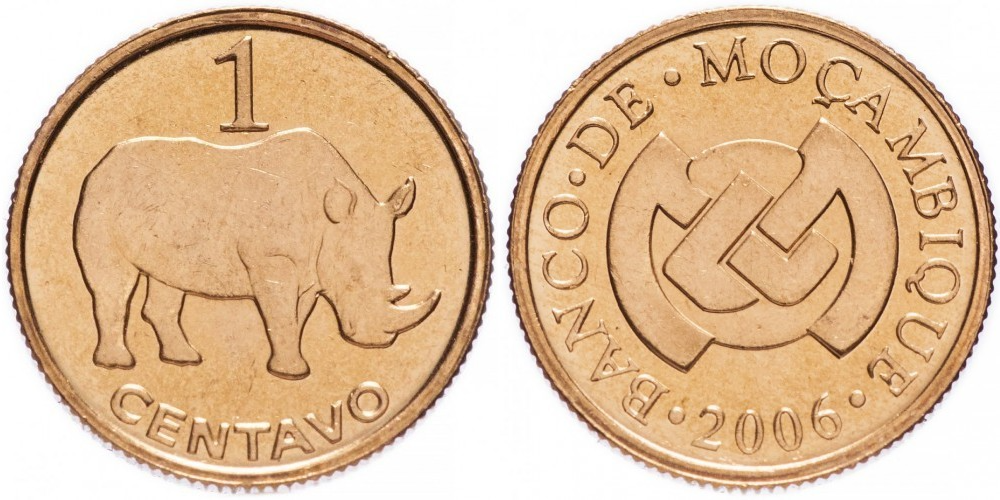 Мозамбик 1 сентаво, 2006 Носорог XF