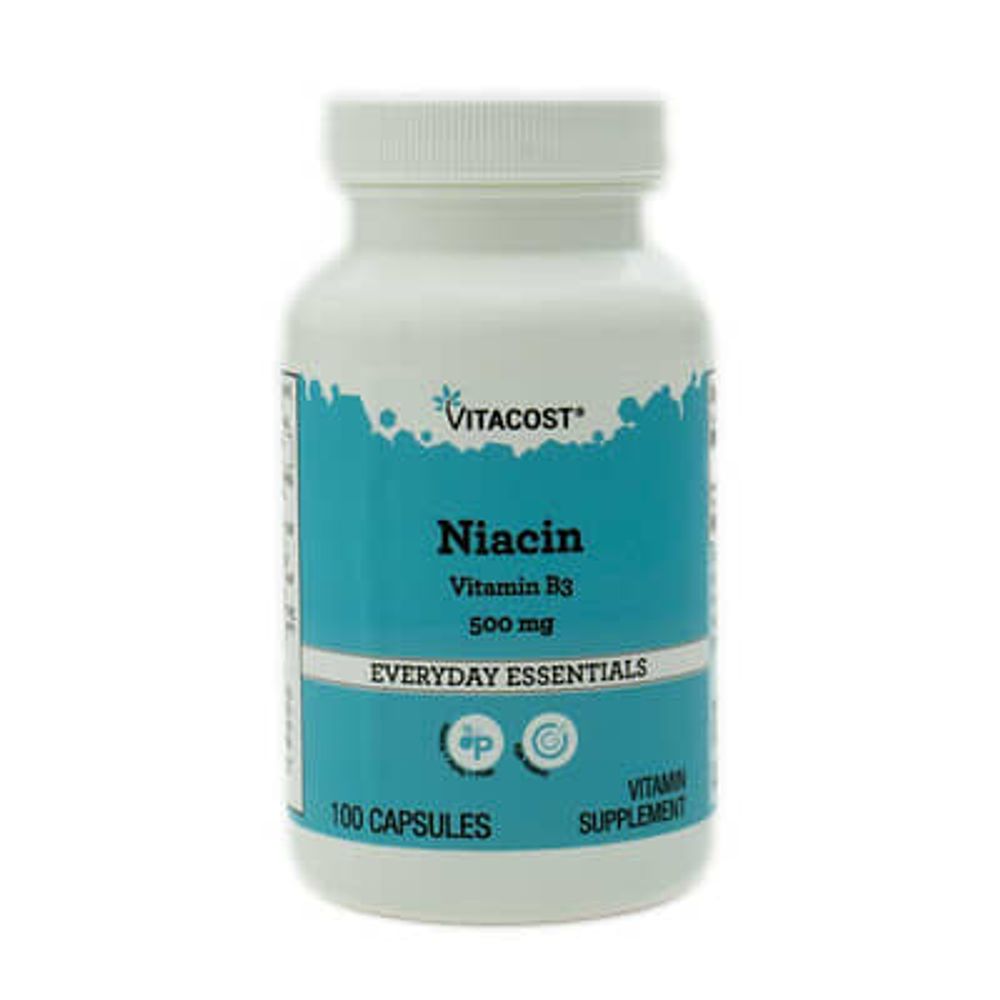 Vitacost, ниацин, 500 мг, 100 капсул