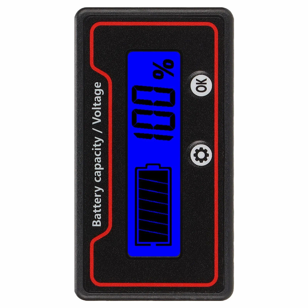 Дисплей индикатор заряда вольтметр 12-84v (встраиваемый 57мм x 30мм) для аккумулятора