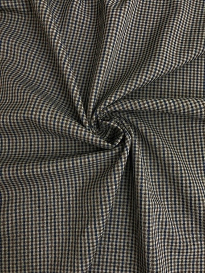 Костюмная принт клетка, синий/беж/коричн, мелкая