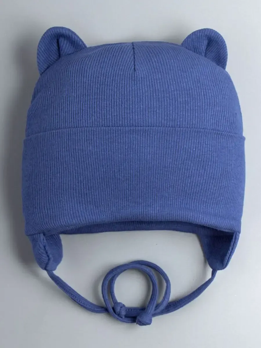 Шапка детская с ушками на завязках на осень