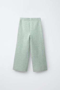 ZARA ТРИКОТАЖНЫЕ БРЮКИ WIDE LEG, СВЕТЛО-ЗЕЛЕНЫЙ