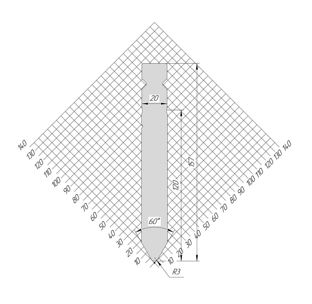 Пуансон WP 1334 60° H157 R3