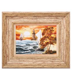 AMB-03/56 Картина «Красота природы» (с янтарной крошкой) H-32см