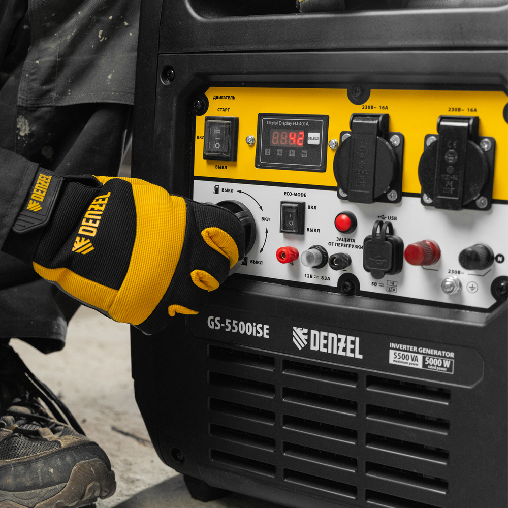 Генератор инверторный GS-5500iSE, 5,5 кВт, 230 В, закрытый корпус,электростартер Denzel
