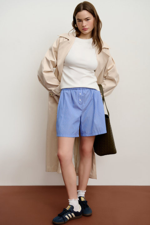 Шорты из хлопка в полоску на резинке