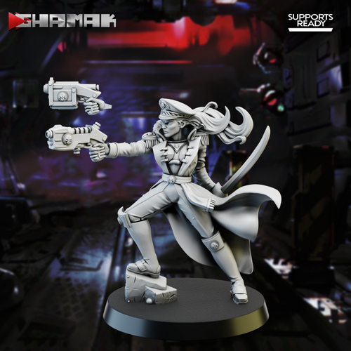 Astra Militarum Vostroyan Firstborn Commissar Девушка Комиссар миниатюра для dnd, днд, pathfinder, фентези, Настольная игра, НРИ, Варгейм, РПГ