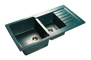 GRANFEST Мойка мрамор PRACTIC GF-P--980KL  2 чаши с  крылом 980*510 мм  зеленый