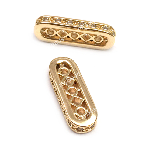 Коннектор - разделитель на 3 нити с фианитами 17х2 мм, позолота