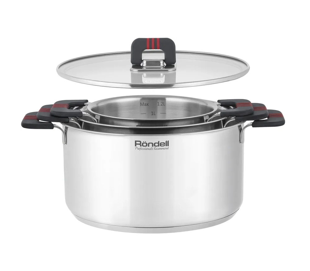 Кастрюля RONDELL RDS-1637 Stripes с крышкой 20 см, 2,8 л стальной