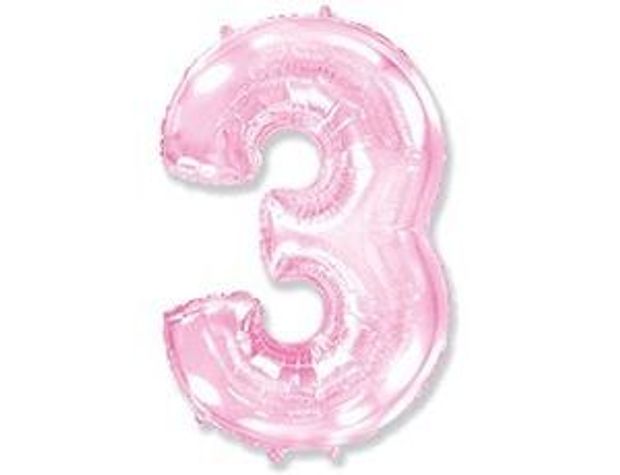 FM Шар 40'' / 102 см "Цифра 3" Розовый Макарунс (БГ-60)