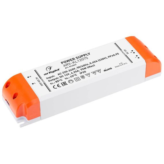 Блок питания Arlight ARV-KL12075 AC-DC 12V 75W IP20 6.25A 016243