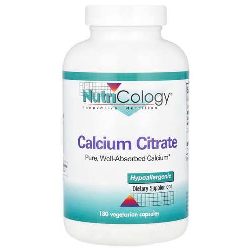 Nutricology, цитрат кальция, 150 мг, 180 вегетарианских капсул