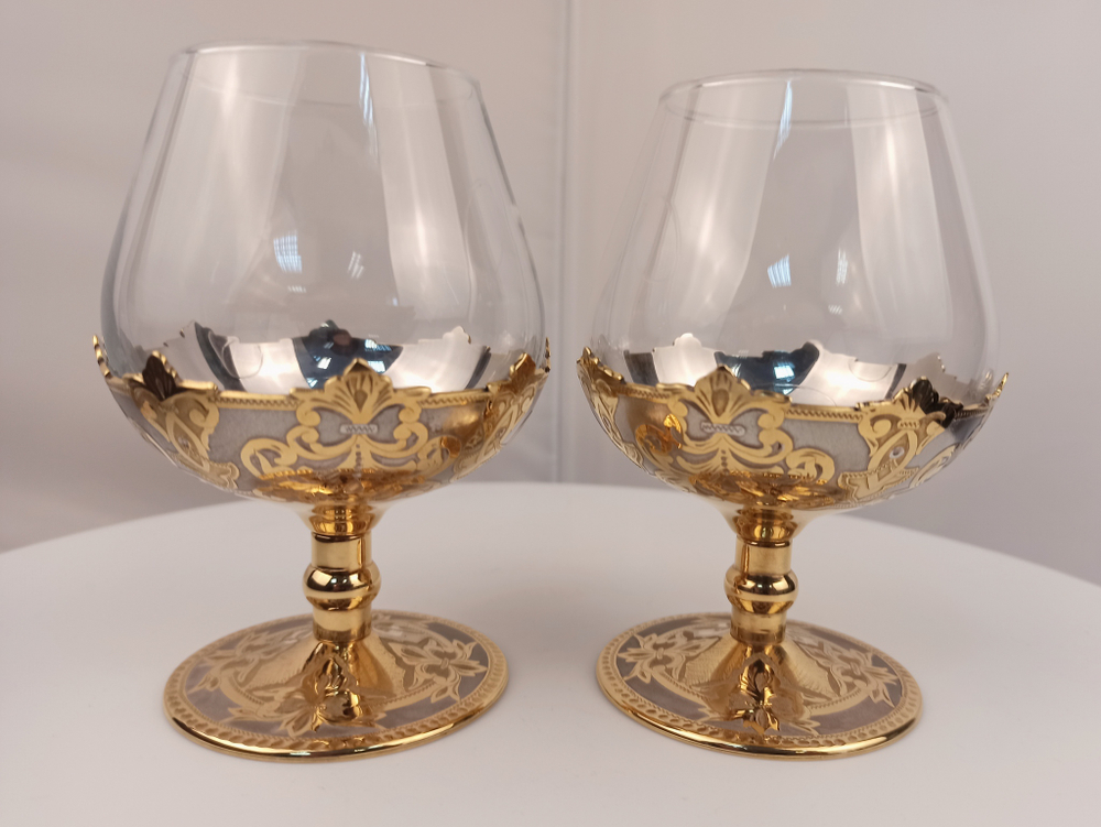 Набор бокалов для коньяка "Узорный" №2 (Златоуст) в подарочном футляре