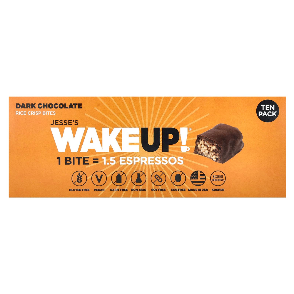 Jesse's WAKEUP!, рисовые батончики, со вкусом темного шоколада, 10 пакетиков по 16 г (0,55 унции)