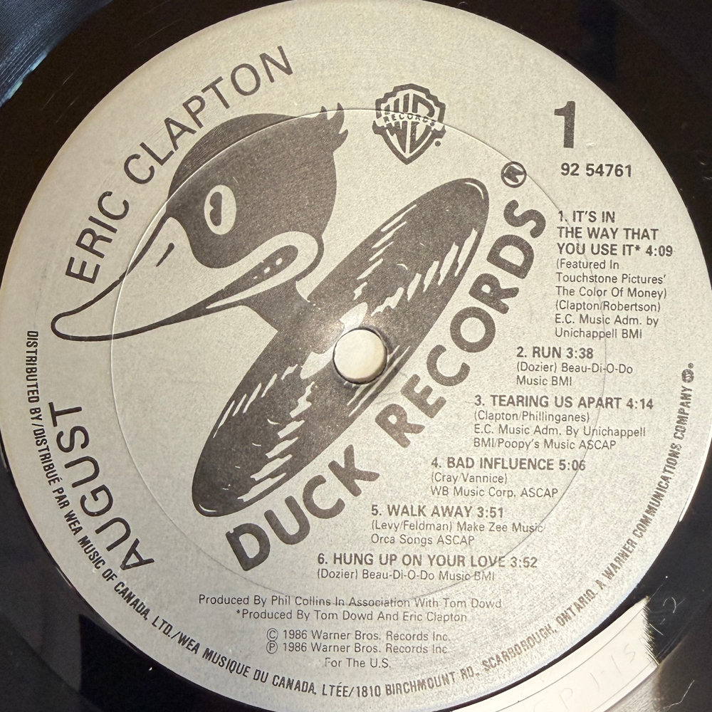 Eric Clapton ‎– August (Канада 1986г.)
