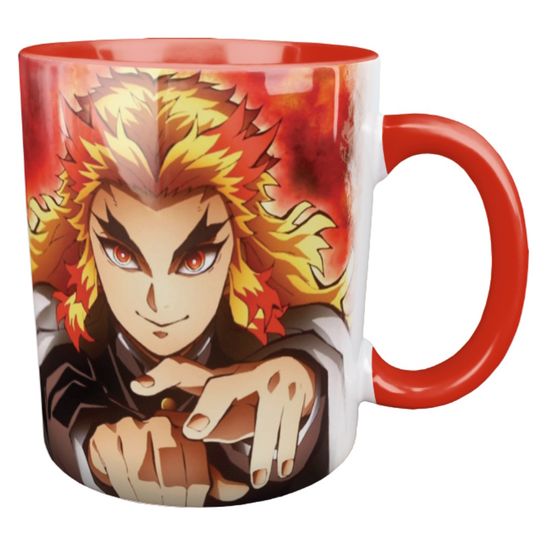 Кружка керамическая объем 330мл, Истребитель демонов  "Ренгоку", (красная)
