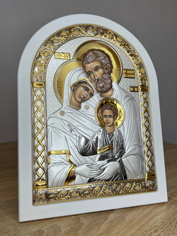 Св. Семейство, икона арочная, белое дерево 175х225
