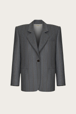 ЖАКЕТ ИЗ СЕРОЙ ШЕРСТИ С КАШЕМИРОМ