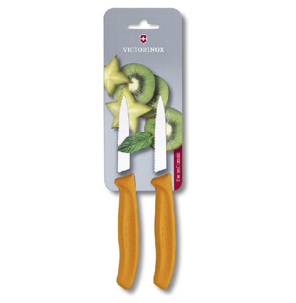 Набор Victorinox кухонный, 2 предмета, лезвие 8 см волнистое, оранжевый