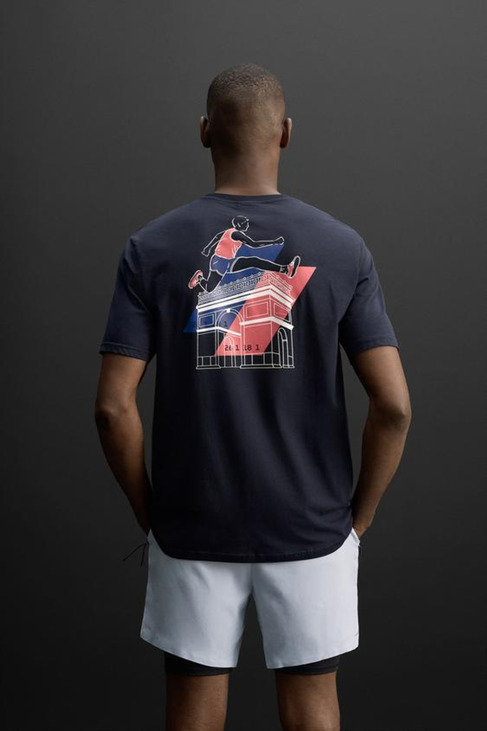 ZARA ФУТБОЛКА С ПРИНТОМ PARIS, МОРСКОЙ СИНИЙ