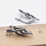 Ювелирные швензы Змея с родиевым покрытием, фианиты, размер 24*8 мм, цена за пару