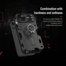 Противоударный чехол с кольцом и защитой камеры Nillkin CamShield Armor Case для iPhone 13