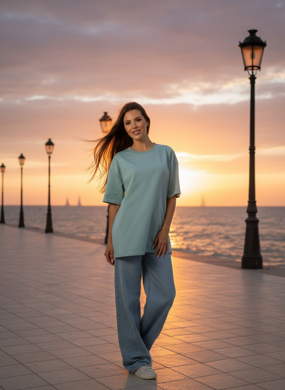 Футболка женская молочная оверсайз хлопок