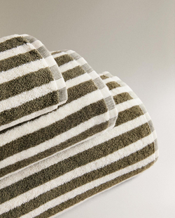 Zara Home - Красочное полосатое банное полотенце, коричневый, 50х90 см
