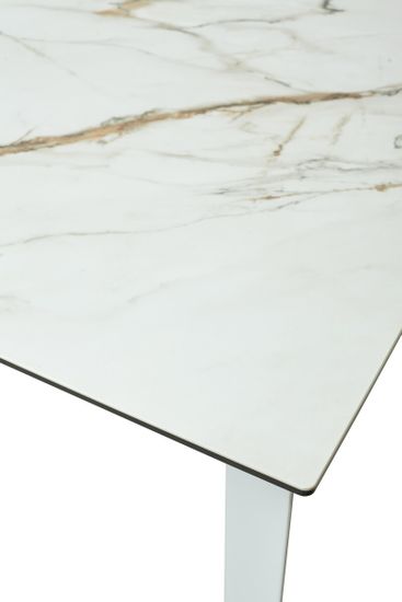 Стол CREMONA 180 KL-188 Контрастный мрамор матовый, итальянская керамика/ белый каркас