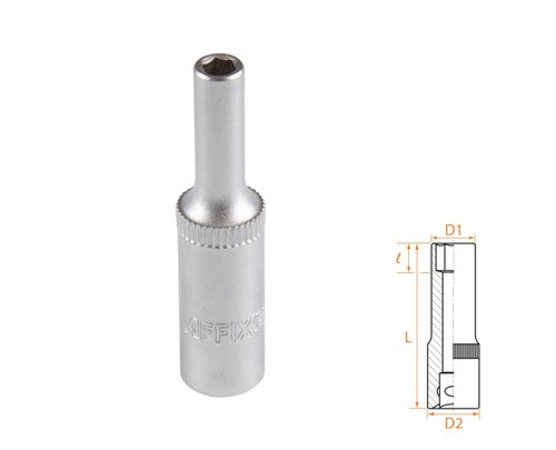 AFFIX (AF00120004) Головка торцевая глубокая шестигранная 1/4", 04 мм