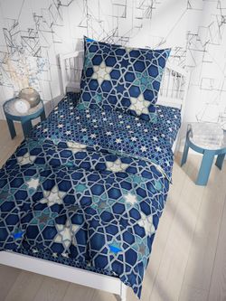 Постельное белье Сказка "Мозаика/Мозаика (компаньон)" 1,5-сп Наволочка 50х70 см 1 шт Простынь на резинке 90х200 см Пододеяльник 145х215 см, перкаль