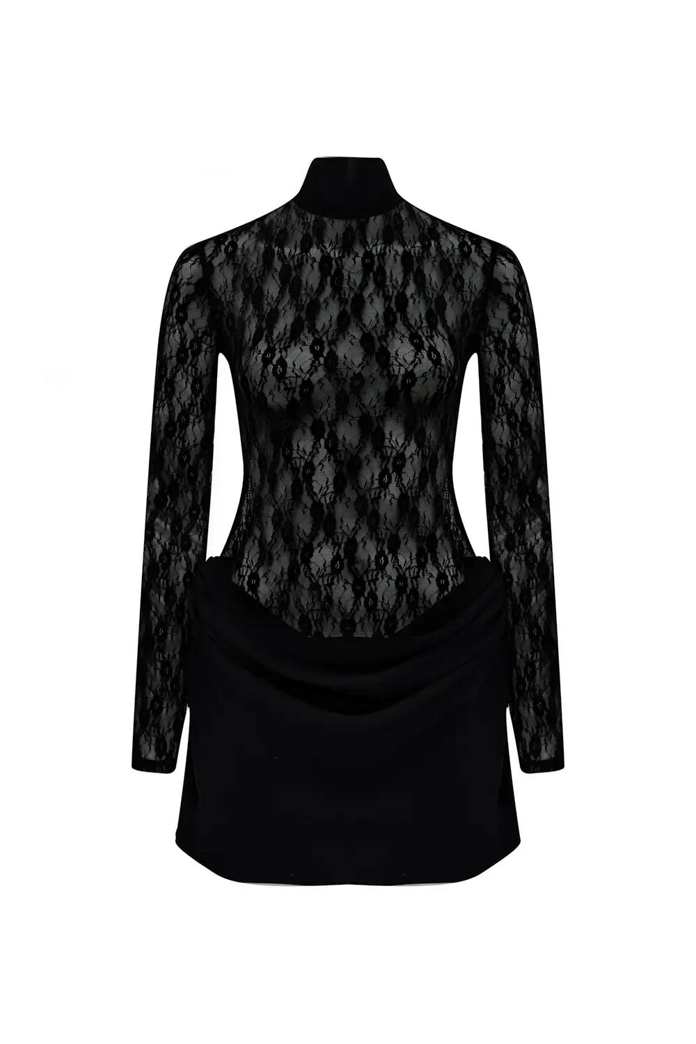 Кружевное мини-платье черное