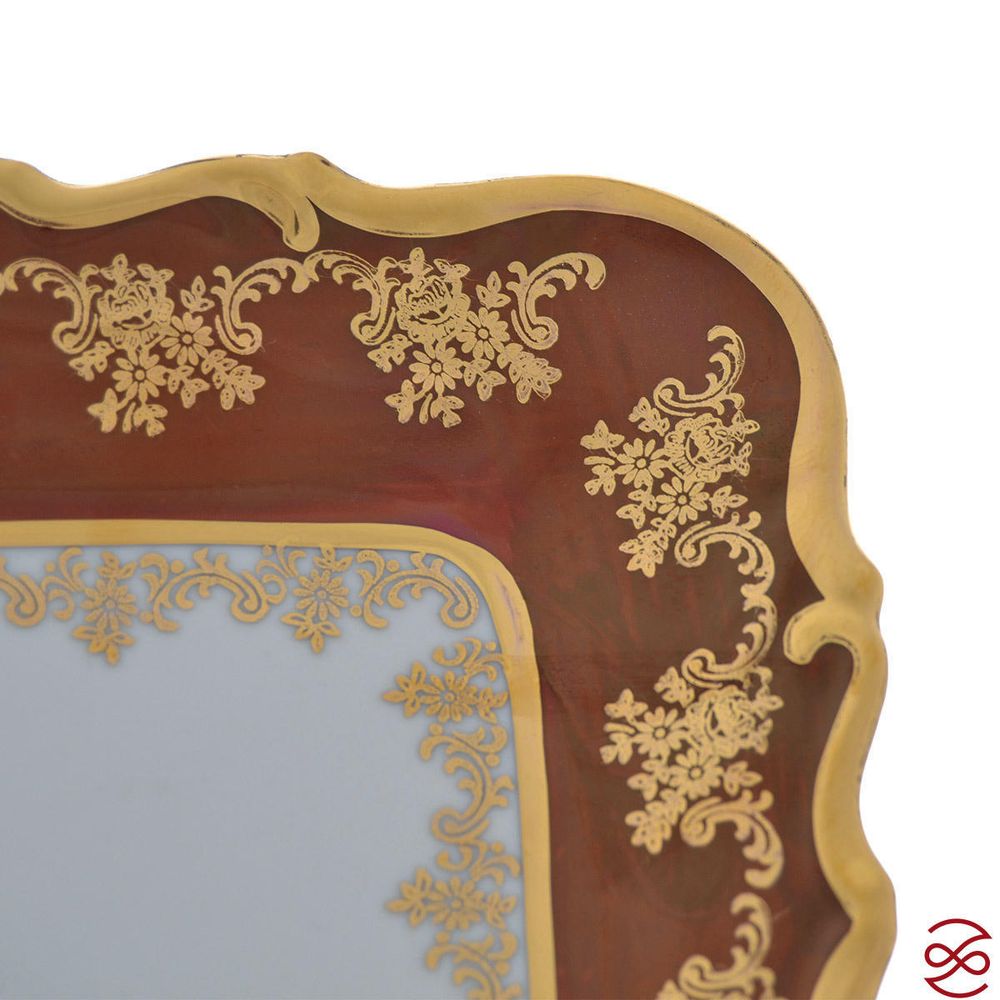 Блюдо квадратное на ножке Queen's Crown Охота красная 32*32 см