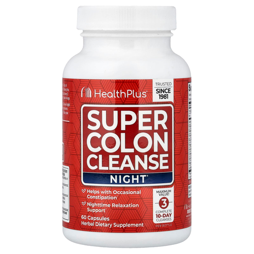 Health Plus, Super Colon Cleanse, Night®, 60 капсул