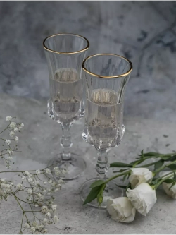 Набор бокалов для шампанского, 160 мл. 6 шт, с золотом