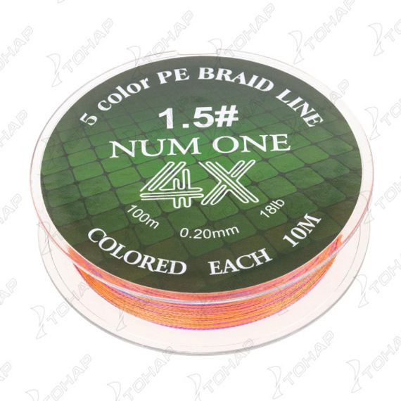 Шнур NUM ONE PE4X-100M 1.5#/0,205 mm Multi Colour Ryobi