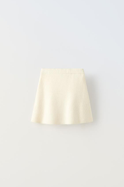 ZARA ТРИКОТАЖНАЯ ЮБКА С МОЛНИЕЙ, ЭКРЮ