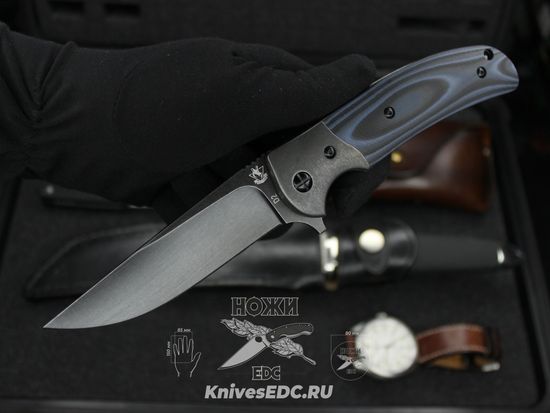 Складной нож Steelclaw Резервист сине-черные накладки c клинком из стали D2, рукоять G10