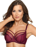 Бордовый бюстгальтер на косточках plus size с декоративными бретелями (Размер: 105D) (Цвет: бордовый)
