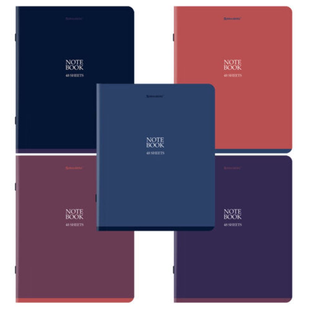 Тетрадь А5, 48 л., BRAUBERG, скоба, клетка, SoftTouch, "NoteBookMono", (микс в спайке), 405325