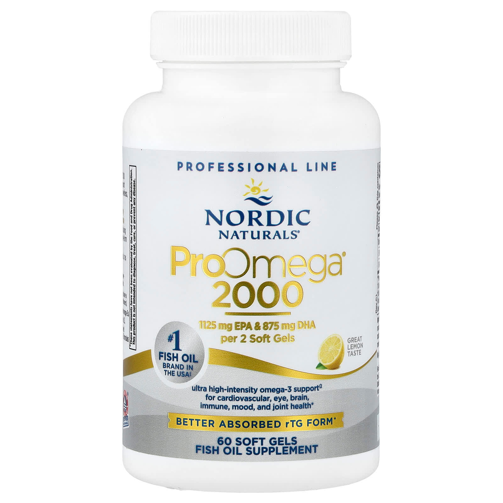 Nordic Naturals, ProOmega® 2000, лимон, 60 мягких таблеток (1075 мг на мягкий гель)