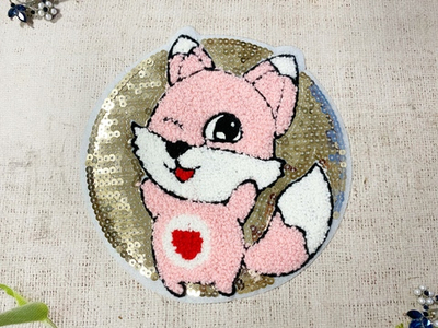 Нашивной элемент текстиль, пайетки, d 17,5 см